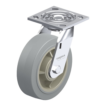 Zoro Select Plate Caster, Swivel, Rubber, 5 5/8"H P21S-PRP040K-14