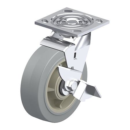 Zoro Select Plate Caster, Swivel, Rubber, 5 5/8"H P21S-PRP040K-14-WB