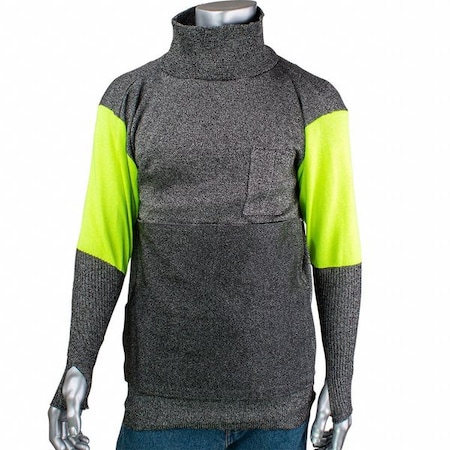 Kut Gard Cut and Abrasion Resistant Pullover, Hi-Vis Sleeves, Removable Belly Patch, Thumb Hole, 3XL P601BP4CMHVBPP1TH-3XL