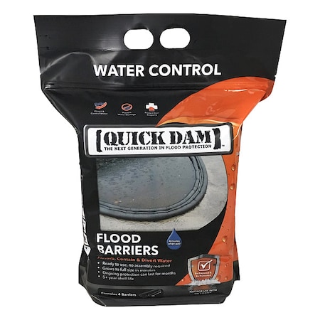 Quick Dam Water Act Flood Barriers, 3.5"Hx5ft.L, PK4 QD65-4