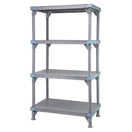 Quantum Storage Systems Shelving Unit, 18 in D, 48 in W, 62 in H, 4 Shelves, Gray QP184862SS-4