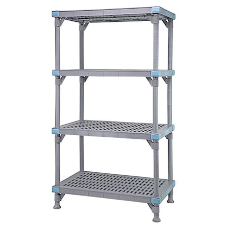 Quantum Storage Systems Shelving Unit, 18 in D, 72 in W, 62 in H, 4 Shelves, Gray QP187262VS-4