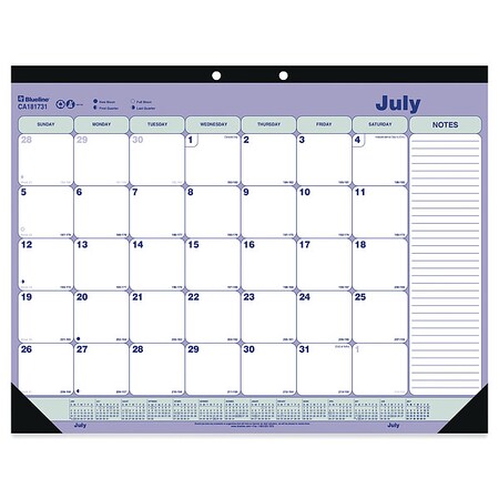 Blueline Academic 13-Month Desk Pad Calendar, 21.25 x 16, Black Headband, 13-Month (July to July): 2024-2025 CA181731