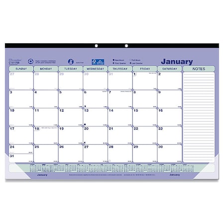 Brownline Monthly Desk Pad Calendar, 17.75 x 10.88, White/Blue/Green Sheets, 12-Month (Jan to Dec): 2025 C181700