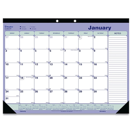 Blueline Monthly Desk Pad Calendar, 21.25 x 16, White/Blue/Green Sheets, 12-Month (Jan to Dec): 2025 C181731