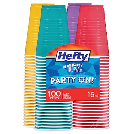 HEFTY Party Cups 16 oz., Assorted Colors, Plastic, Pk400 C21637