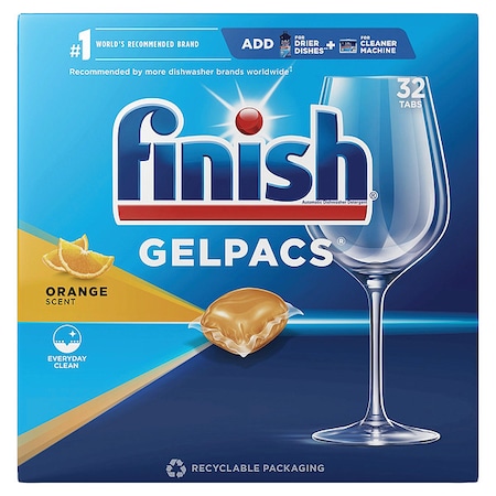 Finish Dish Detergent Gelpacs, Orange Scent, PK32 51700-81053