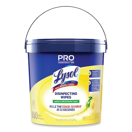 Lysol Professional Disinfecting Wipe Bucket, 1-Ply, 6 x 8, Lemon and Lime Blossom, White, 800 Wipes, PK2 19200-99856