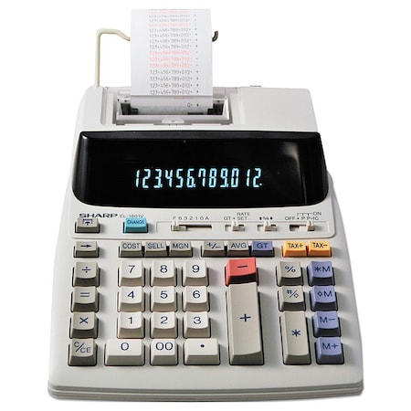 Sharp Desktop Calculator, Printing, 12 Digit SHREL1801V