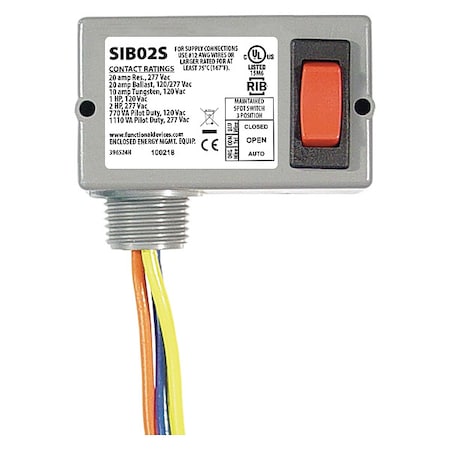 Functional Devices-Rib Prewired Rocker Switch, SPDT, 20A at 277VAC SIB02S