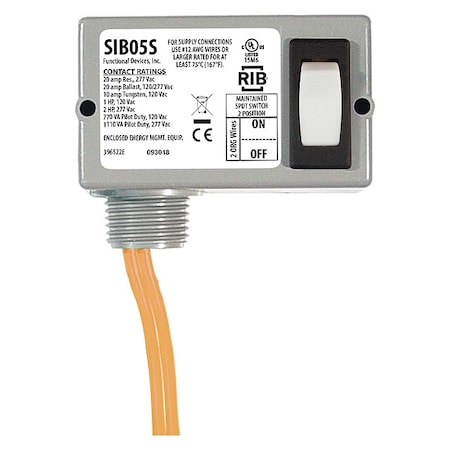 Functional Devices-Rib Prewired Rocker Switch, SPST, 20A at 277VAC SIB05S