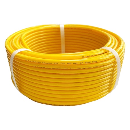Zoro Select Tubing, 6mm OD, 180 PSI, 100 Ft, Yellow 806FJ3