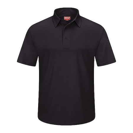 Red Kap Men's Short Sleeve Polo, Polyester, Button, 2 Pocket(s), Black, S SK90BK SS S