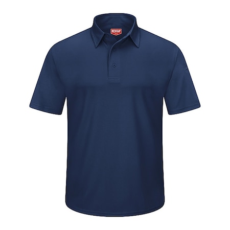 Red Kap Men's Short Sleeve Polo, Polyester, Button, 2 Pocket(s), Navy, L SK90NV SS L