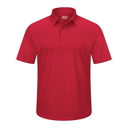 Red Kap Men's Short Sleeve Polo, Polyester, Button, 2 Pocket(s), Red, 4XL SK90RD SS 4XL
