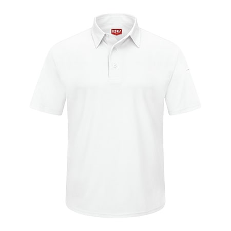 Red Kap Men's Short Sleeve Polo, Polyester, Button, 2 Pocket(s), White, S SK90WH SS S