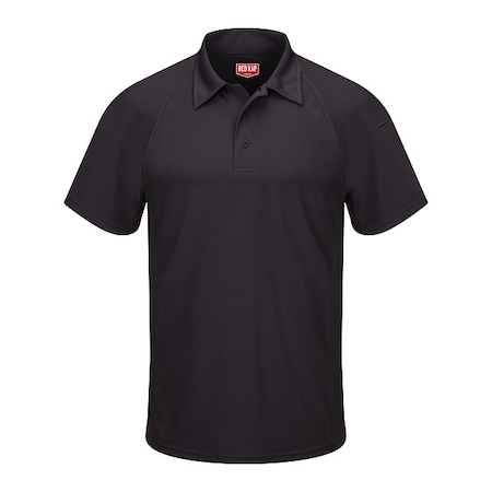 Red Kap Men's Short Sleeve Polo, Polyester, Button, 2 Pocket(s), Black, 3XL SK92BK SS 3XL