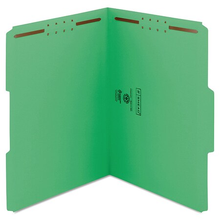 Zoro Select File Two Fastener Folder, Green, Pk50 12140