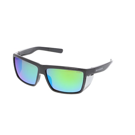 Mcr Safety Swagger (SR2), Safety Glasses, Anti-Fog & Anti-Scratch, Green Mirror Lens, Charcoal Frame, 1 PR SR22BGZDC