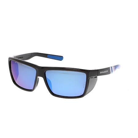 Mcr Safety Swagger (SR2), Safety Glasses, Anti-Fog & Anti-Scratch, Blue Mirror Lens, Black Frame, Full-Frame SR238BZDC