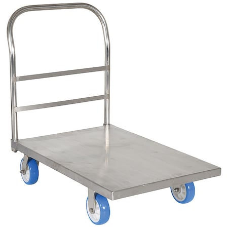 Vestil Stainless Steel Platform Truck 2000 lb Poly-On-Poly Casters 24 x 36 SSPT-2436