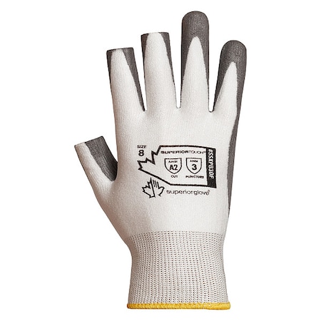 Superior Glove Coated Gloves, Polyurethane, Smooth, Palm, Not Rated Abrasion Level, White, 7 1 PR SSXPU3OF-7