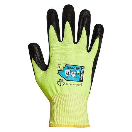 Superior Glove Hi-Vis Cut Resistant Coated Gloves, Cut Level A5 , Dipped , Microporous Nitrile , Smooth , 12 1 PR STAGHVPN-12