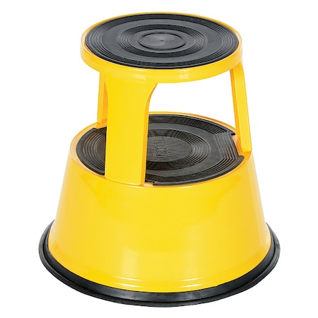 Vestil Rolling Step Stool - Yellow, 2 Steps, 17.125 Overall Height, Steel, Yellow STEP-17-Y