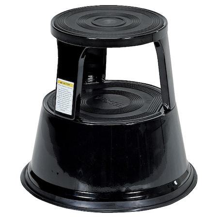 Vestil Rolling Step Stool - Black, 2 Steps, 17.125 Overall Height, Steel, Black STEP-17-BK