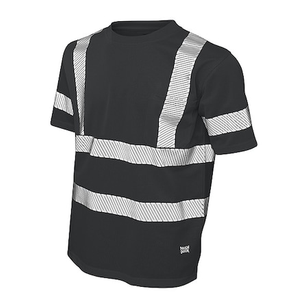 Tough Duck Men's T-Shirt, Polyester, Pullover, 1 Pocket(s), Black, L ST071