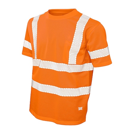 Tough Duck Men's T-Shirt, Polyester, Pullover, 1 Pocket(s), Orange, S ST071