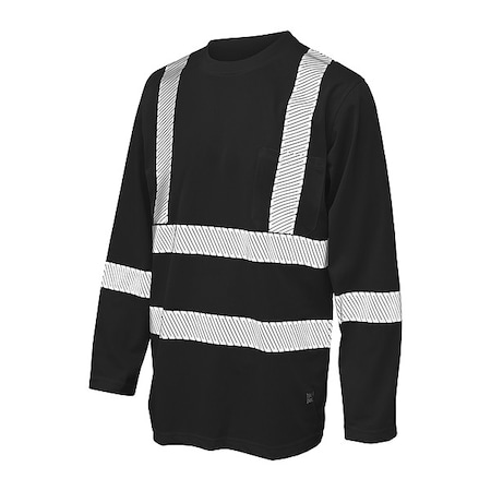 Tough Duck Men's T-Shirt, Polyester, Pullover, 1 Pocket(s), Black, 2XL ST081