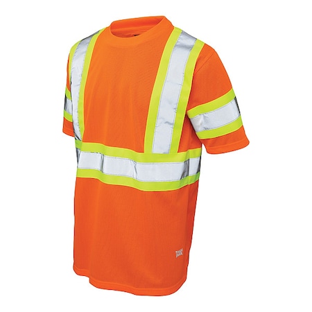 Tough Duck Men's T-Shirt, Polyester, Pullover, 0 Pocket(s), Orange, XL ST091