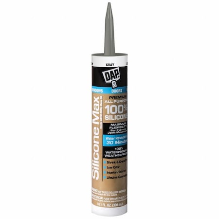 DAP Silicone Sealant, Cartridge, Light Gray, Silicone Base 7079808787