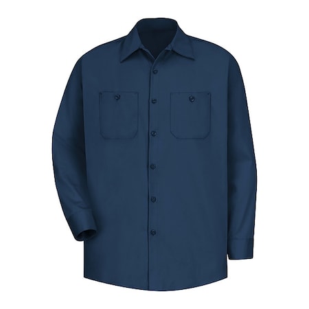 Red Kap Men's Long Sleeve Work Shirt, Cotton, Button Fronts, 2 Pocket(s), Navy, 2XL SC30NV XLNXXL