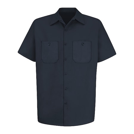 Red Kap Men's Short Sleeve Work Shirt, Cotton, Button Fronts, 2 Pocket(s), Dark Navy, L SC40DN SS L