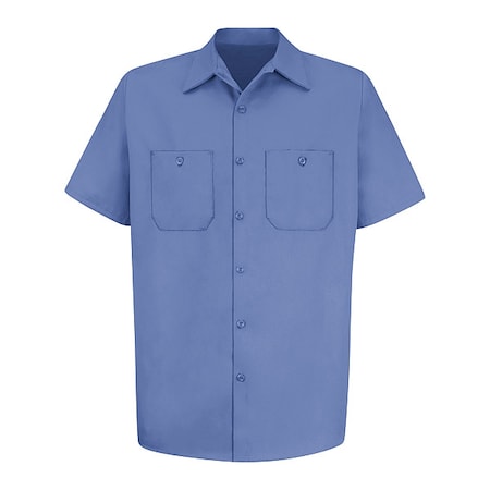 Red Kap Men's Short Sleeve Work Shirt, Cotton, Button Fronts, 2 Pocket(s), Light Blue, L SC40LB SSLL