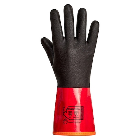 Superior Glove S15KGV30N Chemical Resistant Gloves, Aramid Fiber, Nitrile, PVC, 11 1/2 in L, Black, Red, 8, 1 PR S15KGV30N-8