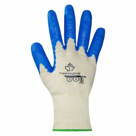 Superior Glove Coated Gloves, Nitrile, Smooth, 4-Mar, 4 Abrasion Level, Blue/White, XL (10) 12 PK S15NT-10