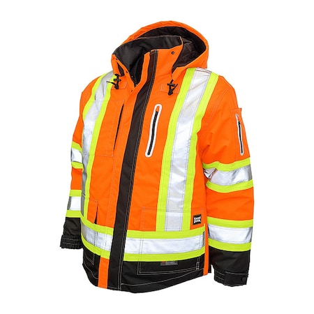 Tough Duck Men's Hi-Vis 4-in-1 Safety Jacket, 300D Ripstop, 100