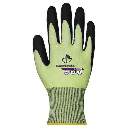 Superior Glove String Knit, Nitrile, Not Applicable, Palm, 4 Abrasion Level, High Visibility Green, L 1 PR S21TAXGFN-9