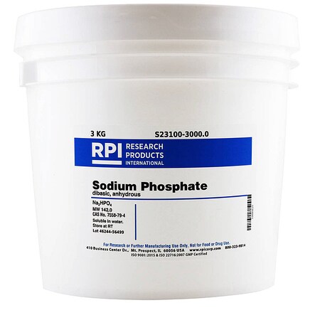 Rpi Sodium Phosphate Dibasic Anhydrous, 3kg S23100-3000.0