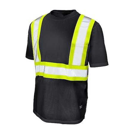 Tough Duck High Visibility T-Shirt, 1, O, Polyester, Black, L S39211