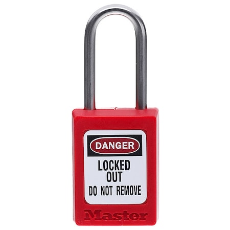 Master Lock Zenex Thermoplastic Padlock, 1-3/8 in Wide, 1-1/2 in H, Stainless Steel Shackle, Key Retaining, Red S31RED