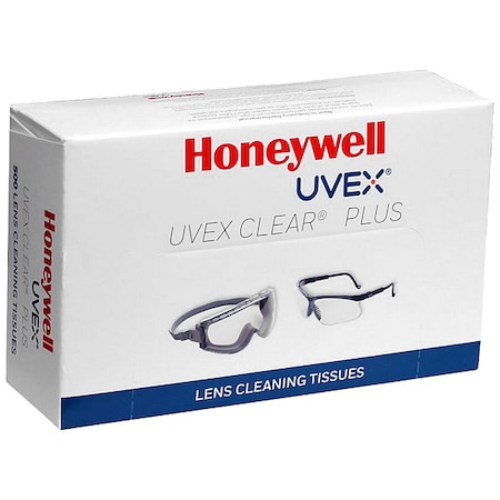 Uvex Lens Cleaning Tissues, Uvex Clear Plus, 4 in W x 4 1/8 in W, For Use With All Safety Glasses, PK400 S475