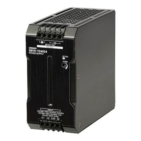 Omron Switching Power Supply, 380/480V AC; 450/600V DC, 24V DC, 240 W, 10 A, DIN Rail S8VK-T24024
