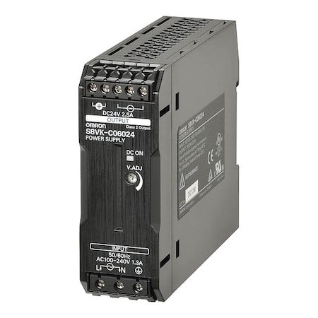 Omron Switching Power Supply, 100/240V AC, 24V DC, 60 W, 2.5 A, Bracket S8VK-C06024
