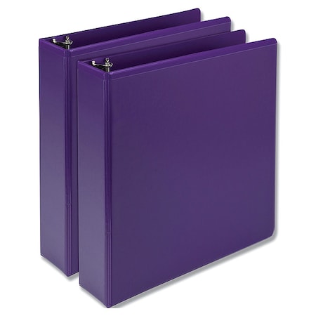 Zoro Select Earth's Choice Plant-Based Durable Fashion View Binder, 3 Rings, 2" Capacity, 11 x 8.5, Purple, PK2 SAMU86608