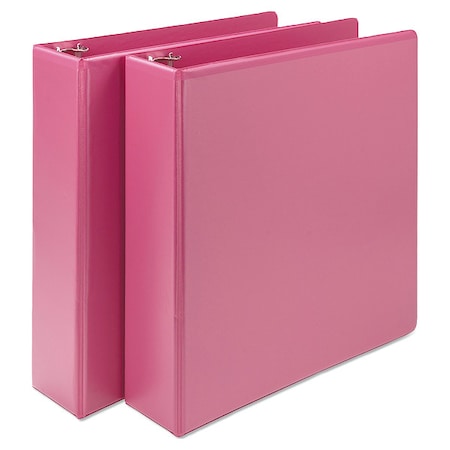 Zoro Select Earth's Choice Plant-Based Durable Fashion View Binder, 3 Rings, 2" Capacity, 11 x 8.5, Berry, PK2 SAMU86676