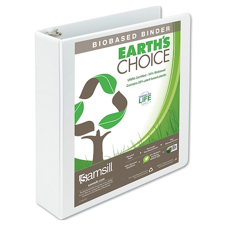 Zoro Select 2" Round Ring View Binder, Earth's Choice Biodegradable, White SAM18967